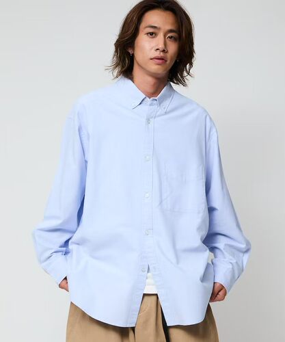 日单潮牌freaks store全棉水洗牛津纺宽松廓形长袖衬衣男女四季