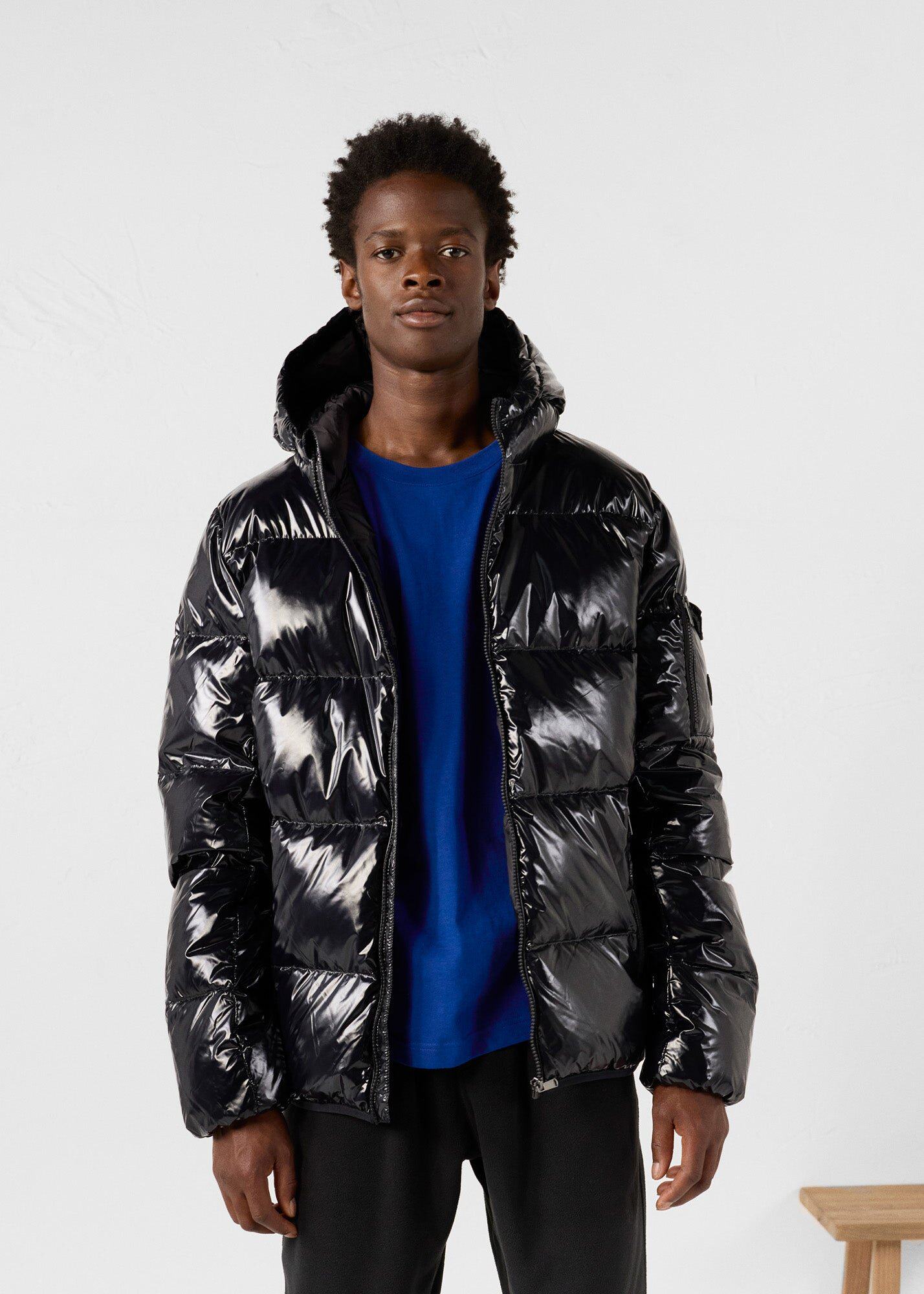 欧单C&A亮面防风防泼水连帽保暖棉服男女同款宽松休闲面包棉服