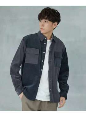 日单贵牌Arnold palmer 小雨伞全棉灯芯绒拼色长袖休闲衬衣男女款