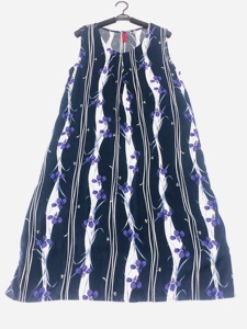 日单女士人棉没袖连衣裙有腰带