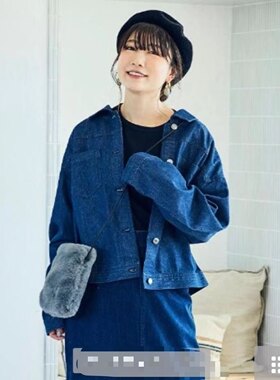 外贸出口日单女士棉质混纺水洗牛仔甜美可爱风格休闲夹克外套春秋