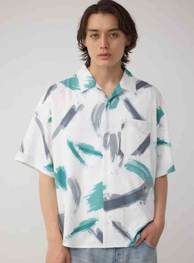 日单潮牌azul夏季薄款古巴领短袖休闲衬衣弹力速干清新百搭男女款