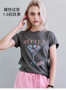 韩国原单BC家女士短袖T恤数码印花宽松休闲全棉百搭男女情侣款