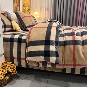 2025新款宝利格床单牛奶绒四件套冬季加厚珊瑚绒防静电床笠款无印