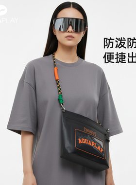 安泊来黑色防水斜挎包男女通用潮酷小方包便携休闲出行包运动包