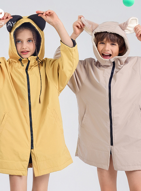 安泊来游泳冬训浴袍儿童专用黄色猫耳外套防寒服保暖加厚游泳浴巾