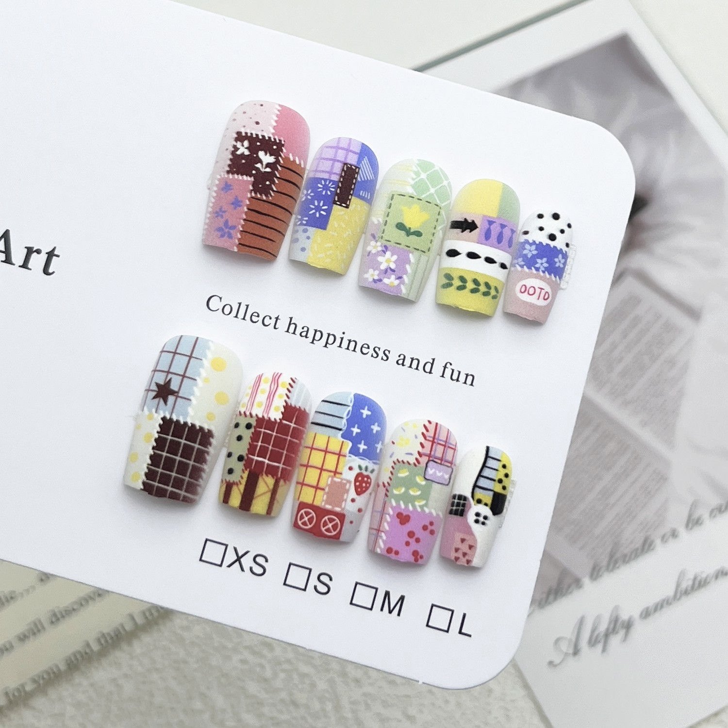 【Yuki穿戴甲】原创INS美甲可爱多巴胺格子星星二次元假指甲贴片,彩妆/香水/美妆工具,穿戴甲/甲片,淘宝优惠券,粉丝福利购,淘宝优惠卷