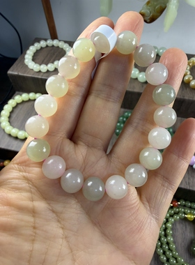 原创设计天然和田玉烟紫卡多宝圆珠手串卡10编号62多样性发货