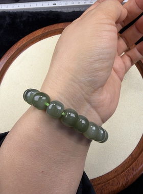 原创设计天然和田玉湖水绿卡12老型珠编号231多样性发货