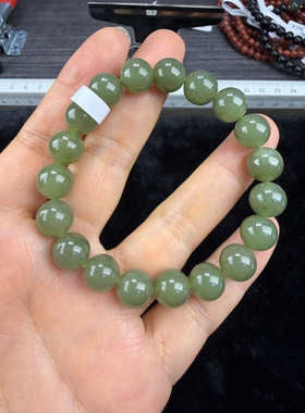 原创设计天然和田玉湖水绿卡10手串编号1346多样性发货
