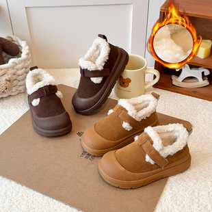 儿童棉鞋女童雪地靴2025冬季新款韩版磨砂男童加绒加厚短靴大棉鞋