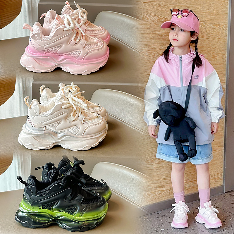 女童鞋运动鞋2024年春季新款网布透气男童鞋韩版中大童轻便老爹鞋