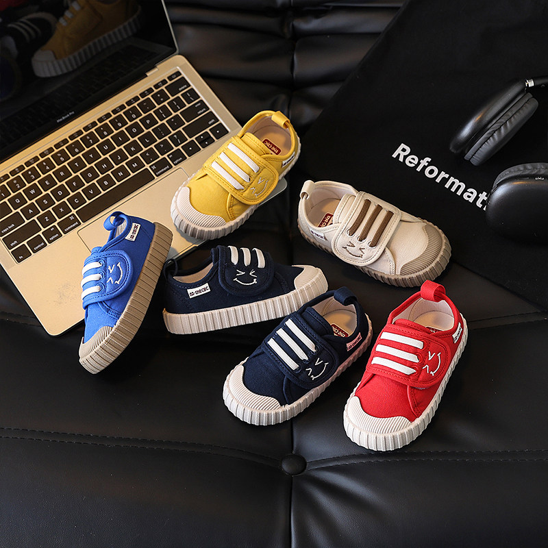 儿童饼干鞋2026年秋季新款小童宝宝魔术贴透气帆布鞋韩版学步鞋子