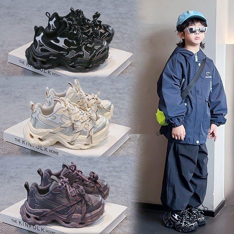 儿童厚底老爹鞋2026秋季新款男童女童时尚运动鞋中大童轻便跑步鞋