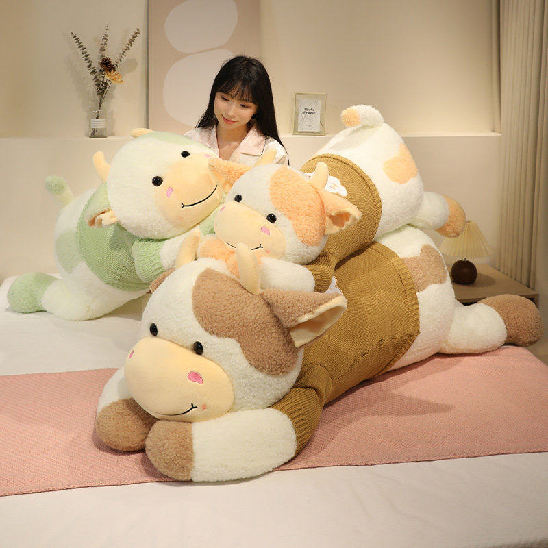可爱趴趴软乎乎害羞牛公仔毛绒玩具奶牛玩偶巨大号牛地毯靠垫娃娃
