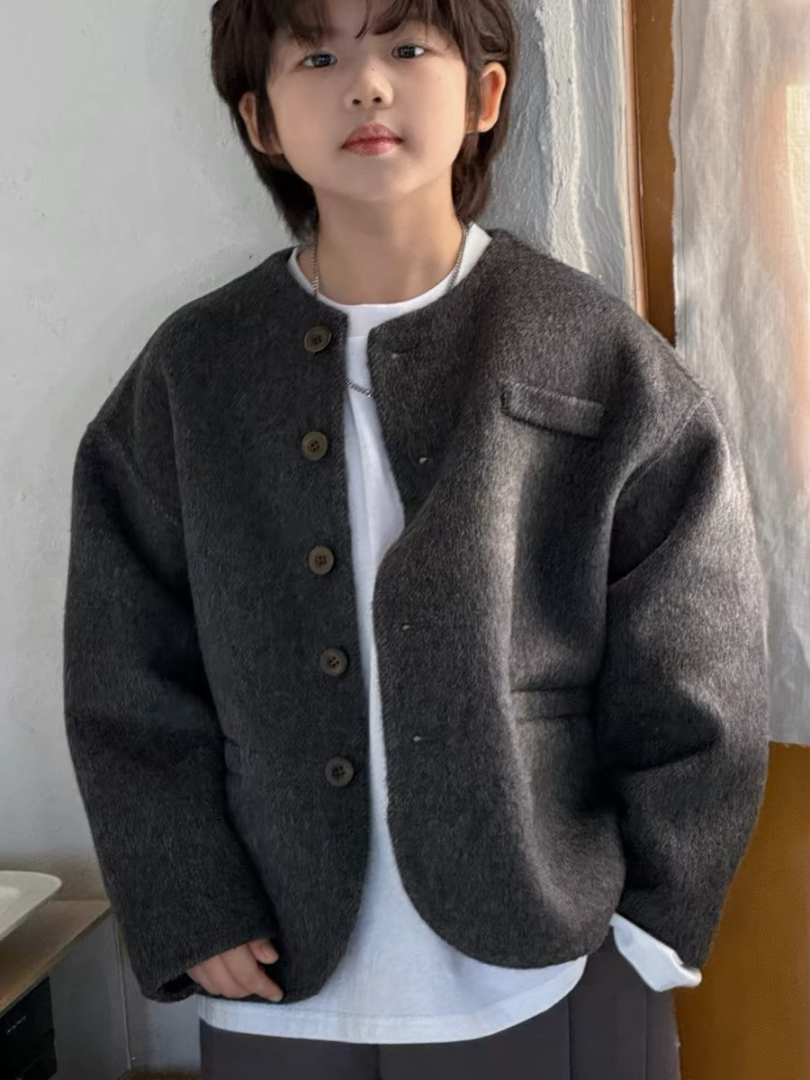 童装女童双面羊绒帅气男孩羊毛大呢大衣