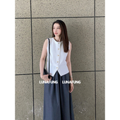 无袖 LUNAFUNG冯下文·无领西装 马甲女春季 叠穿时髦洋气上衣坎肩