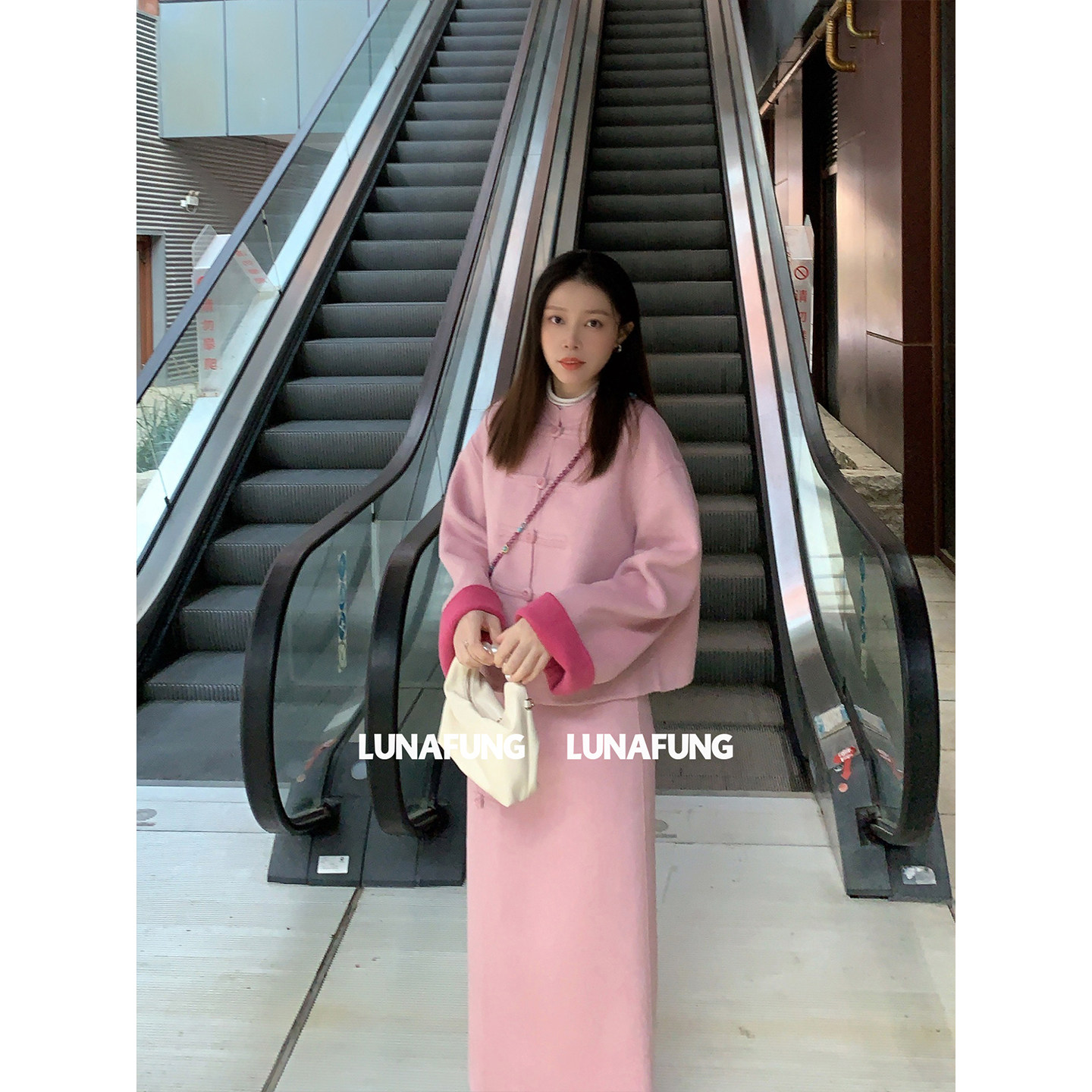 LUNAFUNG冯下文新中式双面呢外套女国风粉色短上衣徐艺洋同款羊毛,女装/女士精品,毛呢外套,淘宝优惠券,粉丝福利购,淘宝优惠卷