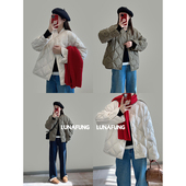 LUNAFUNG冯下文·菱格纹绗缝羽绒服女夹克立领轻薄保暖灰鸭绒外套