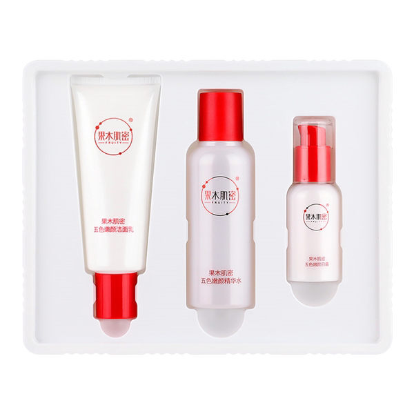 隆力奇果木肌密五色嫩颜悦已套装3件套洁面乳+颜精华水+嫩颜日霜