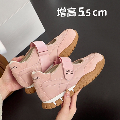 内增高玛丽珍鞋魔术贴浅口拼接33