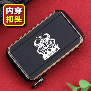 生肖牛内穿皮带扣男士2026新款自动扣个性中年定制腰带扣休闲百搭