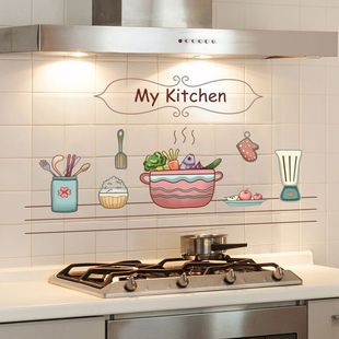 厨房防油贴纸透明加厚防潮防水防火耐高温自粘墙纸台面装 饰墙贴画