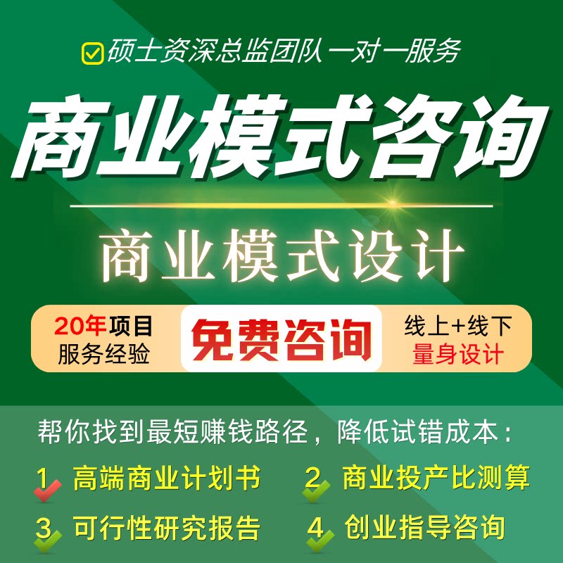 商业计划书撰写商业模式设计咨询创业项目顾问公司经营规划管理
