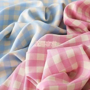 春夏马卡龙色2cm格子服装 面料ins风桌布发圈DIY手工布料 裙子裤 装