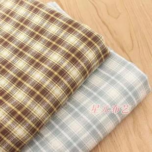 JK裙子上衣diy作品桌布面料 春夏仿麻抗皱TR提花格子布料制服装
