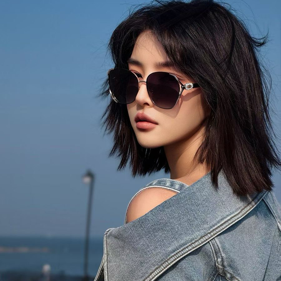 复古大框偏光墨镜女带度数适合方圆脸显脸小防紫外线太阳镜UV400