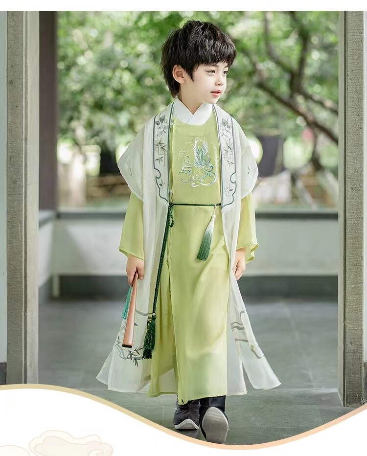 儿童汉服男童古装国学服装中国风唐装李白书生公子朗诵