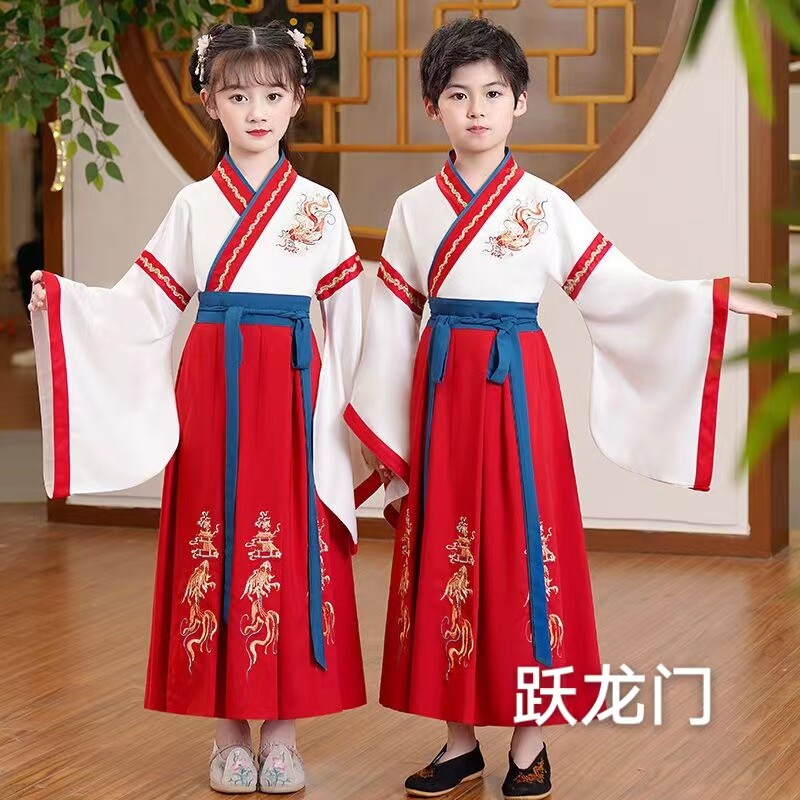 端午节毕业拍照儿童男童汉服古装古诗词朗诵宽袖中国风表演服唐装