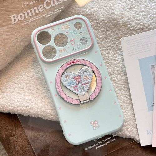 闪粉磁吸支架适用iphone 16pro苹果17手机壳女生高颜值13蝴蝶结15