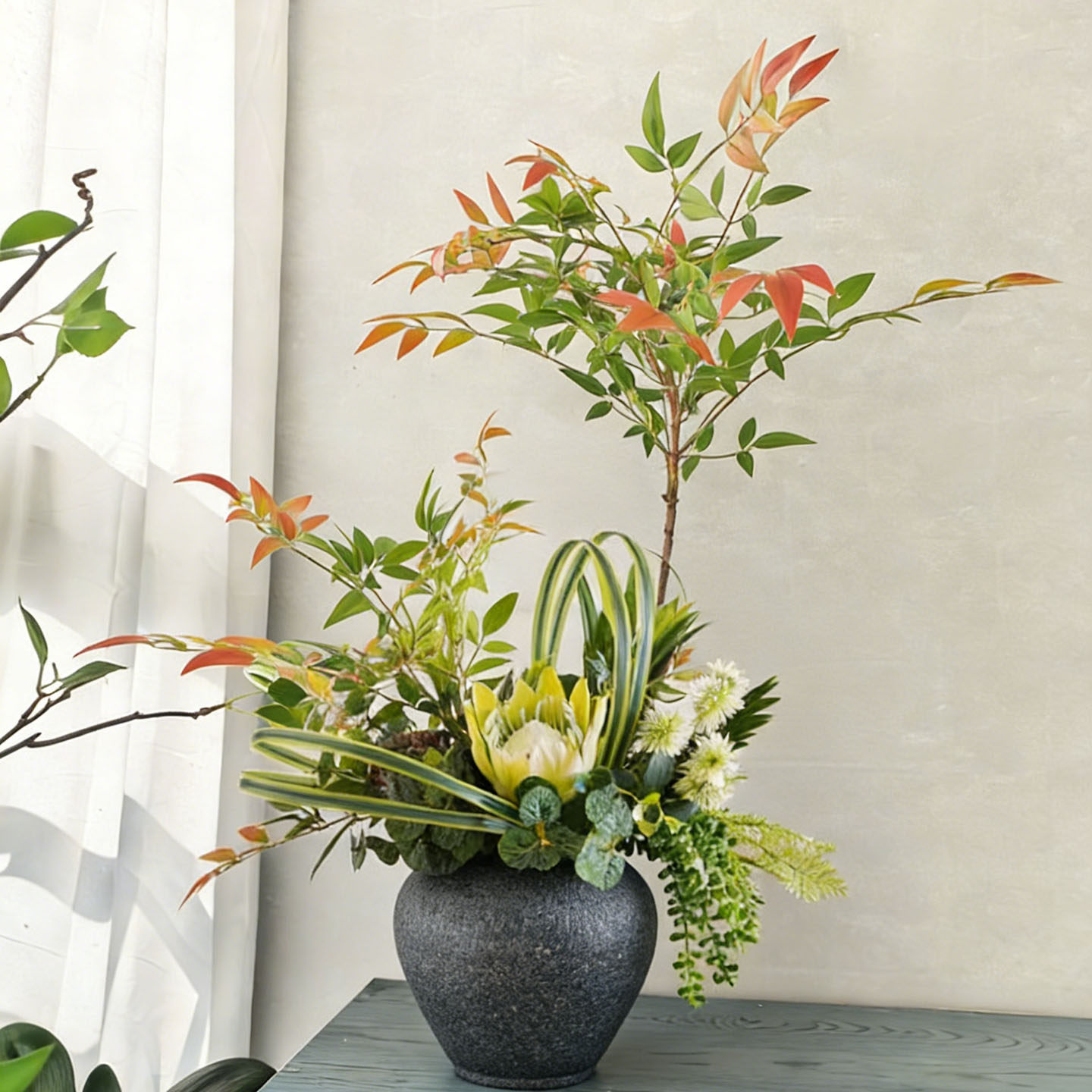 轻奢帝王花仿真禅意插花