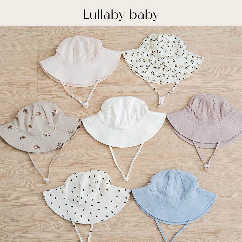 lullabybaby婴儿遮阳帽纯棉纱布春秋款男女宝宝防晒帽儿童渔夫帽