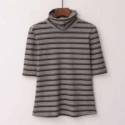 中袖韩版厚条纹纯棉女士品牌直销