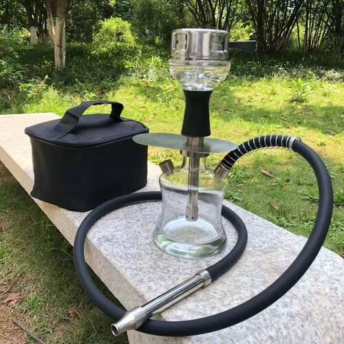 新款玻璃水烟套装家用KTV清吧水烟壶不锈钢hookah手提包高度30CM