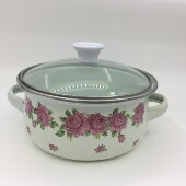 搪瓷锅汤锅迷你锅煲汤保鲜锅双耳小饭盒玻璃盖锅日式 电磁炉煤气灶