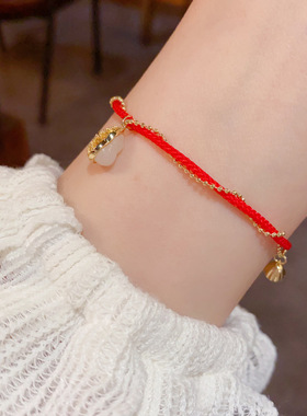 日韩气质时尚本命年葫芦红绳手链个性轻奢简约百搭可调节手饰同款
