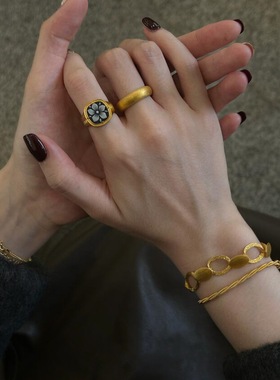 中古风贝雕栀子花女戒春夏上新