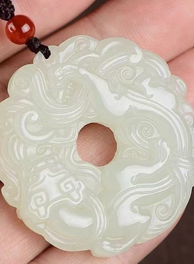 招财貔貅和田玉吊坠 天然玉石平安扣玉坠 仿古玉佩男女挂件玉挂坠