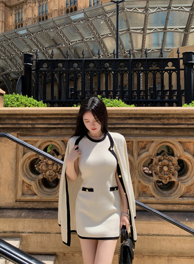 THE SWAN司凰轻奢 香榭丽大街 经典撞色 澳毛羊毛针织连衣裙/外套