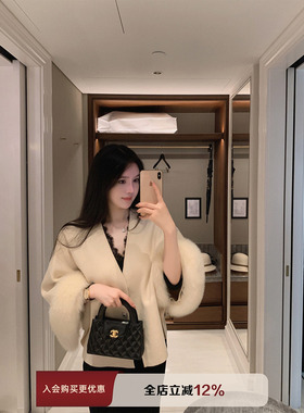 THE SWAN司凰轻奢 姐姐的针织斗篷 100狐狸毛袖羊毛针织外套斗篷