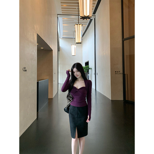 针织小坎肩打底吊带上衣开衩麂皮半裙 灵魂内搭 THE SWAN司凰轻奢