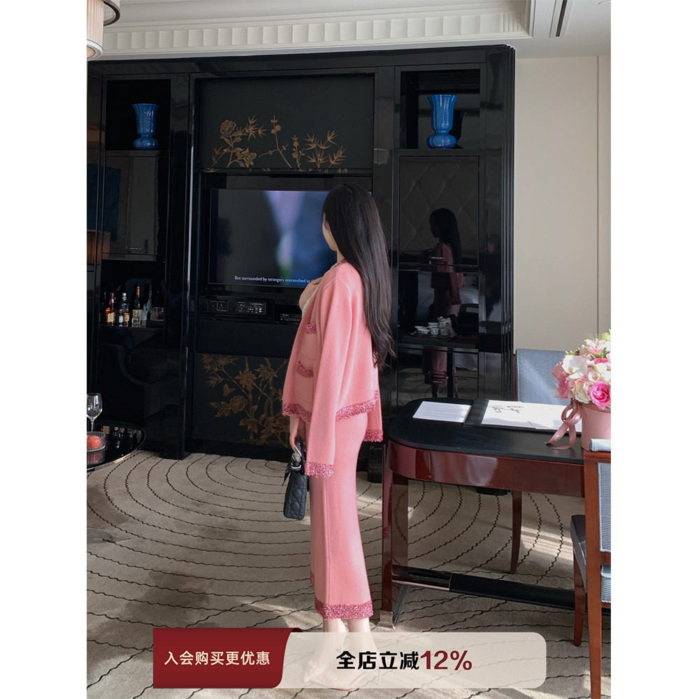 【现货6折】THE SWAN司凰轻奢 系列50羊毛针织开衫包臀半裙,女装/女士精品,时尚套装,淘宝优惠券,粉丝福利购,淘宝优惠卷