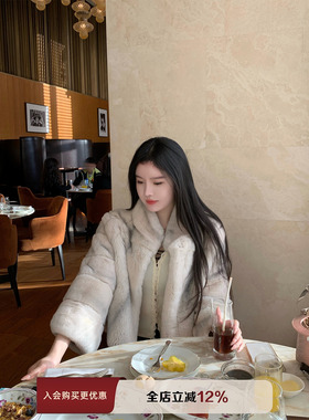 THE SWAN司凰轻奢 娇宠兔兔 100獭兔毛皮草立领短款加厚保暖外套