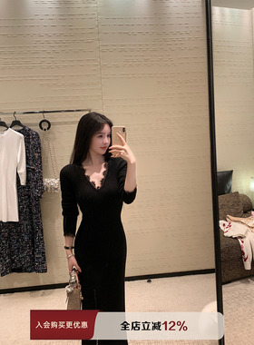 【现货8折】THE SWAN司凰轻奢 占据整个冬天 蕾丝花边针织连衣裙