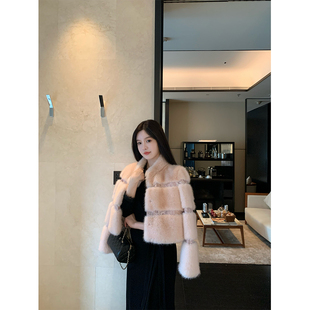 蕾丝小短款 THE 巨柔软 美丽无边 环保皮草保暖外套 SWAN司凰轻奢