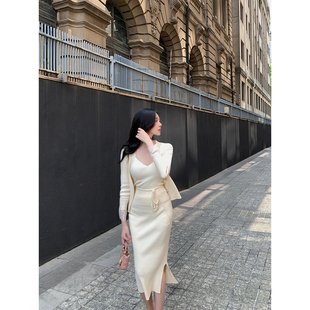 吊带 高级感日常珍珠蕾丝针织开衫 半裙三件套 SWAN司凰轻奢 THE